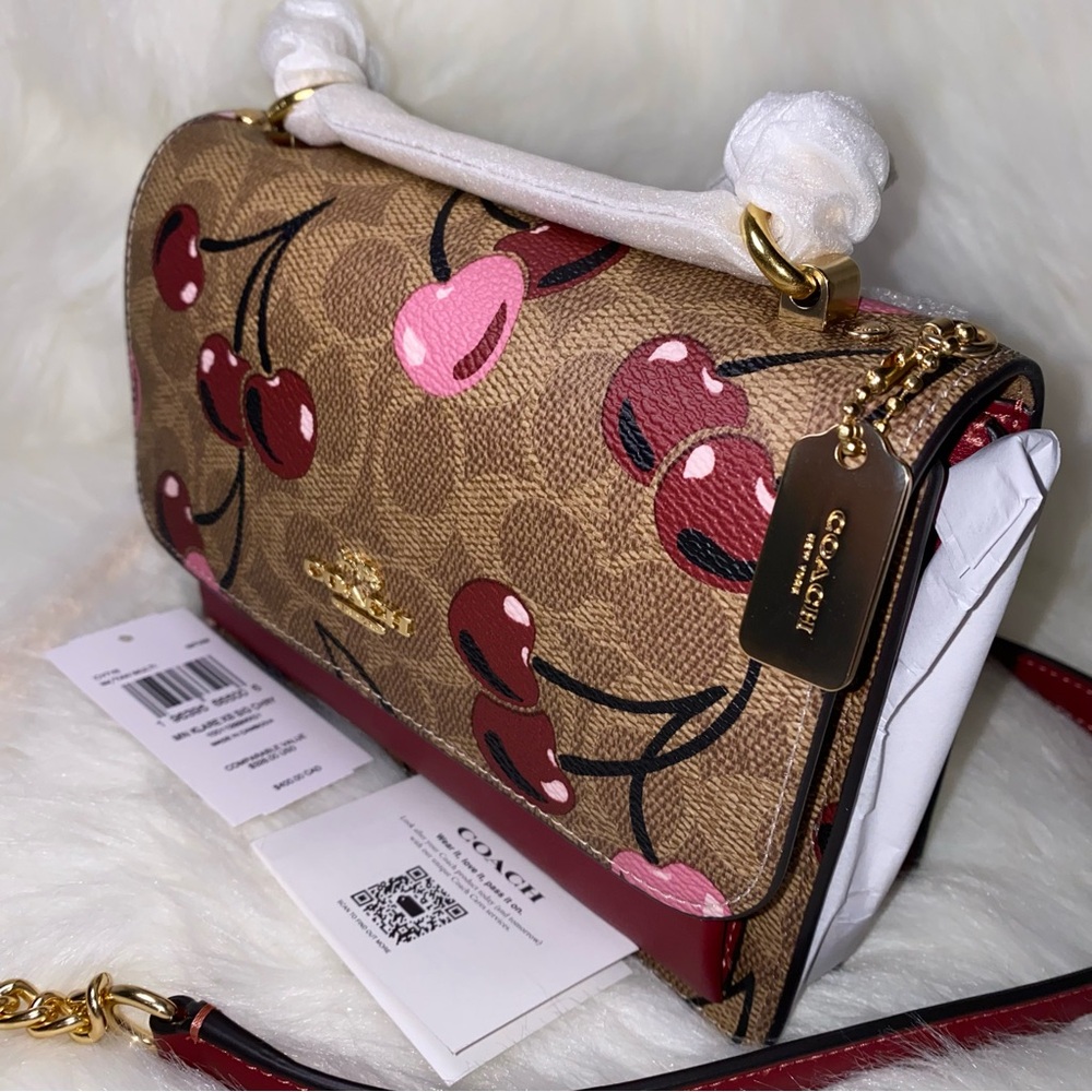 Coach Cherry 🍒 print signature Klare mini purse New - Picture 10 of 15